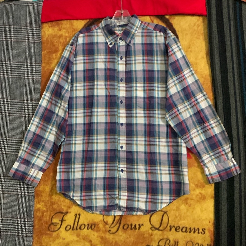 MAIN STREAM-men’s multicolored plaid long sleeve dress shirt